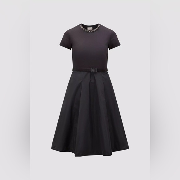 Moncler Fleece & Taffeta Dress in Black